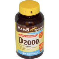 Mason Natural Vitamin D3, 2000 IU, Softgels, 120 ea
