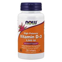 NOW Supplements, Vitamin D-3 1,000 IU, High Potency, Structural Support*, 180 Softgels