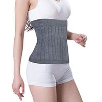 Soft Warm Knit Compression Waistband Back Brace Lumbar Support Wrap Slim Waist Trimmer Kidney Binder Belly Stomach Warmer Belt- Help Pain Relief Surgical Recovery (Grey, M: for Waistline 29"-34")