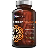 Organic Turmeric Curcumin Supplement 1500mg with BioPerine | 95% Standardized Curcuminoid Extract & Organic Root Powder with Piperine Black Pepper Fruit (10mg), 120 Vegetarian Capsules