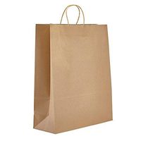 PTP - 16" x 6" x 19.25" Natural Kraft Paper Gift Tote Bags - 200 Count| Perfect for Birthdays, Weddings, Holidays and All Occasions | White or Natural Colors | Multiple Sizes