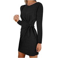 LISTHA Women Off Shoulder Bodycon Mini Dress Elastic Short Dresses Casual Long Sleeve