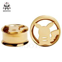 Ear Plug - 2017 Fashion Pair Selling Jewelry Stainless Steel Pikachu Ear Plugs Body Tunnels 2pcs lot Free Shipping Ear stretchers