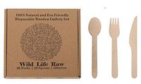 Biodegradable Wooden Cutlery Set | Disposable Wooden Cutlery Set | Eco Friendly Cutlery Set | Compostable Cutlery Set | Recyclable Cutlery Set | with 50 Forks, 50 Spoons and 50 Knives (150 Count)