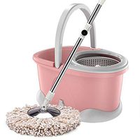 Microfiber Rotating Mop Spin Mop Bucket With- Stainless Steel 360 Spin Dry Basket & Telescopic Handle Pole Spinning Mop Bucket Kit For Kitchen Bathroom Living Room
