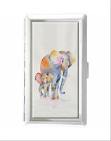 Elephants Print Design Unisex Stainless Steel Cigarette Holder Case Protection Credit Business Card Storage Box Pocket/Wallet