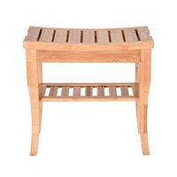 Bamboo Shower Chair Seat Bench with Towel Shelf for Handicap, Disabled, Seniors, Elderly, Waterproof Shower Chair Bathroom Seat Stool Spa Chair Non Slip Tub Safety Indoor Outdoor (Yellow)