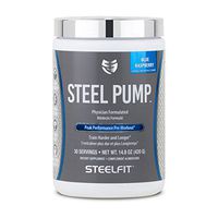 SteelFit Steel Pump - Pre Workout Supplement - Train Harder - Train Longer - No Crash or Jitters - Energy - Endurance - Focus - Pumps - Peak ATP - 30 Servings - Blue Raspberry