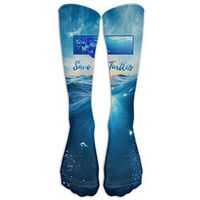XIAZW5 Long Socks Save The Turtle Sea Athletic Knee High Stockings