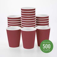 Insulated Paper Coffee Cups - Ripple Wall - Crimson - 12 oz - 500ct Box - MATCHING LIDS SOLD SEPARATELY: RWA0360B, RWA0360W, RWA0328LG, RWA0328GR, RWA0328HP, RWA0283W, RWA0283B