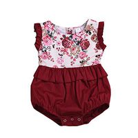 Toddlers Infant Baby Kids Sleeveless Floral Romper Sister Matching OutfitsTronet Romper Baby boy Linen Red