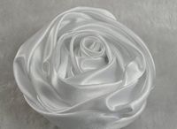 10pcs Big Satin Ribbon 3.4"Flower Appliques Wedding Bow (White)