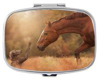 BeeGogo - Dogs and Horses Custom Personlized Rectangular Tablet Medicine Pocket Purse Travel Pill Vitamin Decorative Box Case Holder