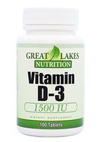 Vitamin D-3 with High Potency 1,500 IU (3 Pack) | Regulates Immune Function, Supports Healthy Bones | (3) 100 Count by GL Nutrition