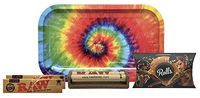 Rolls 6mm Smart Filters (60 Pack), RAW King Size Slim (2 Pack), Cigarette Roller, with Rolling Paper Depot Rolling Tray (Tie Dye)- 5 Item Bundle