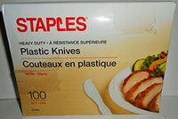 Staples Heavy Duty White Plastic Knives 100/Box
