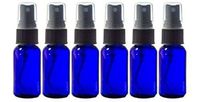 WALLER PAA Glass Spray Bottles - 6 Piece 1oz Cobalt Blue Small Glass Bottles Black Sprayer