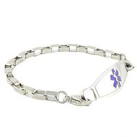 N Style ID Women's Hipster Stainless Steel Personalized Medical Id Bracelet-Purple 7.25