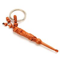 ALXDR Ear Pick Cleaner Keychain, Wooden Ear Spoon Ear Wax Removal Tool with Delicate Carvings,Longevitygod