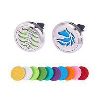 PandaHall 2 pcs 316 Stainless Steel Car Diffuser Locket Clips Aromatherapy Essential Oil Diffuser with Colorful Refill Pads