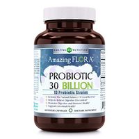 Amazing Flora Probiotic 13 Strains, 60 Veggie Capsules *Promotes Digestive & Immune Health *Supports Intestinal Health *Restores Natural Balance of Good Bacteria (30 Billion)