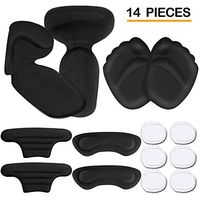 Heel Grips, High Heel Pads, Heel Inserts, High Heel Forefoot Cushion, Blister Prevention High Heel Insoles, High Heel Liners, Anti Slip Heel Shoe Cushion Inserts, Heel Snugs for Women (14 pcs) (Black)