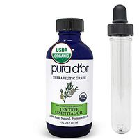 PURA D’OR Tea Tree Melaleuca Essential Oil (4oz / 118mL) USDA Organic 100% Pure & Natural Therapeutic Grade Diffuser Oil For Aromatherapy, Immune System Support, Helps Rejuvenate Skin & Scalp