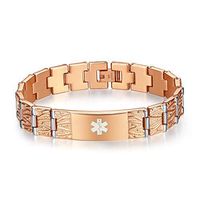 linnalove The Men's Medical Alert Bracelets Meridian Stainless Steel Medical id Bracelets for Men with Free Engraving(Rose Gold)-85