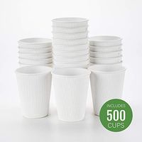 500-CT Disposable White 12-OZ Hot Beverage Cups with Ripple Wall Design: No Need for Sleeves - Perfect for Cafes - Eco-Friendly Recyclable Paper - Insulated - Wholesale Takeout Coffee Cup