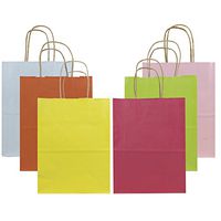 JAM PAPER Assorted Kraft Gift Bags Set - Medium - 8 x 4 3/4 x 10 1/4 - Pastel Kraft Colors -12 Medium Bags/Pack