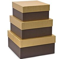NW Chocolate Embossed Large Nested Boxes - 3 Piece Set - 4 Sets