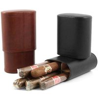 Andre Garcia Triomphe Collection Florence Black Italian Leather Cedar-Lined Telescopic 8 Finger Cigar Case with Removable Divider