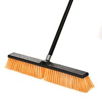 Alpine Industries 24" Push Broom Heavy Duty Smooth Surface Broom Deck Scrubber Long Handle Commercial Floor Scrub Broom Cleans Dirt, Debris, Sand, Mud, Leaves and Water