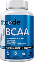 Fitcode Ultra Premium BCAAs with 5G of Pure BCAAs with Proven 2:1:1 Ratio of Amino Acids to Help Post Workout Recovery, Lean Muscle Growth, Endurance, Capsules (60 Servings)