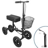 Steerable Knee Roller Walker Crutch Alternative Knee Scooter 4 Wheels for Adults Foot Injuries with Basket (Black)