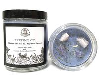 Letting Go Affirmation Candle: 8 oz Natural Soy with Pink Kunzite Crystals, Herbs & Essential Oils for Trauma, Grief, Negativity, Anger, Emotional Release & Old Baggage Wiccan, Pagan & Magick Rituals