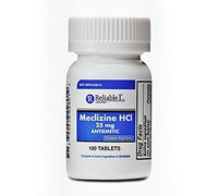 RELIABLE 1 LABORATORIES Meclizine 25 mg Generic Bonine Motion Sickness (100 Chewable Tablets, 1 Bottle) - Helps Prevent nausea, vomiting, and dizziness caused by motion sickness
