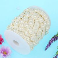 15m Artificial Pearls Sunflower Beaded Garlands Wedding Party Favors White |Color - Beige|