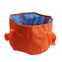 Meolin Multifunctional Portable Travel Outdoor Wash Basin Washbasin Fishing Bucket with Carrying Pouch,Orange,D:11.81H:7.28in