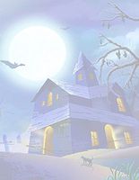 Halloween Haunted House Cat & Bats Stationery Printer Paper 26 Sheets