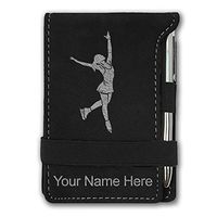 Mini Notepad, Figure Skater, Personalized Engraving Included (Black with Silver)
