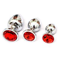 WENWING 3 Pcs Metal Crystal Round Shaped Base Amal Plug for Couples Shower Enema Six Toys