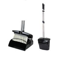 Maxer-Long Handle Angle Broom for Home Kitchen Room Office Lobby Floor Use Upright Stand up Dustpan Broom Set (Black)