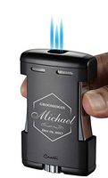 Personalized Groomsmen Caseti Sparta Triple Jet Flame Cigar Table Lighter - Black Matte