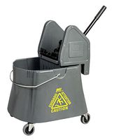 M2 Professional 40 Qt/30 L Elephant Foot Mop Bucket with Down Press Wringer with Wheels - Grey