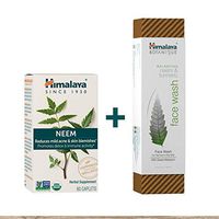 Himalaya Botanique Neem & Turmeric Face Wash 150ml plus Himalaya Organic Neem 60 Caplets 600 mg - BUNDLE