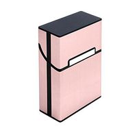BCHZ Metal Cigarette Box Aluminum Holder Pocket Tobacco Cigar Storage Case Black (Pink)