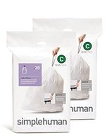 simplehuman Custom Fit Trash Can Liner C, 10 Liters / 2.6 Gallons, 20 Count (Pack of 2)