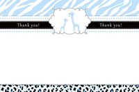 30 Thank You Cards Blue White Zebra Leopard Giraffe Jungle Safari Design Baby Shower Party + 30 White Envelopes