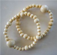 Queasy Beads® ~ Two (2) Authentic Stylish Motion Sickness Anti Nausea Acupressure Bracelets in French Vanilla ~ Genuine, High Quality Light Wood Beads for Nausea Relief